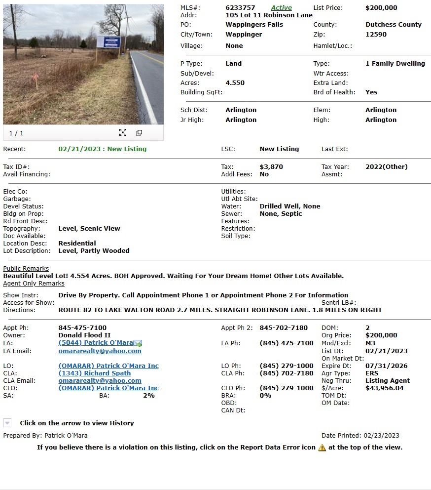 Wappinger Farm Estate Subdivision O'Mara Realty